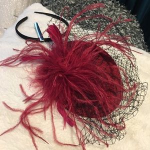 Burgundy Feather Fascinators